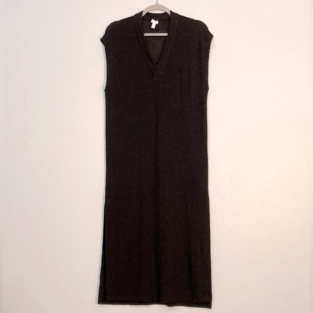H&M viscose v-neck dress black XS